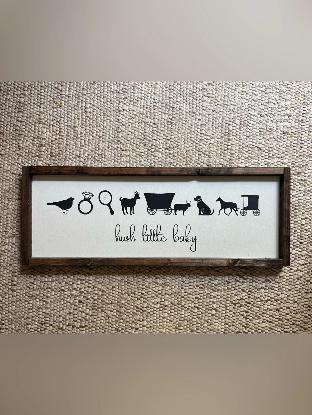 Hush Little Baby Nursery Wall Art - Black on Cream